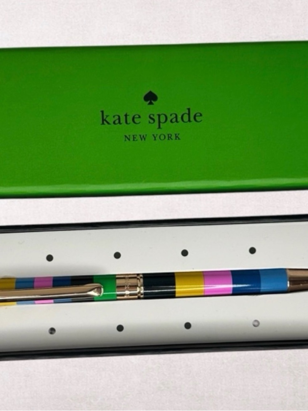 NWT!!! 💗💛 kate spade Multicolor Striped Ballpoint Pen with Gold Trim